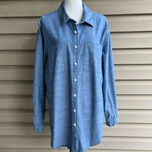 •Fuinloth• Ladies Chambray Button Down Long Sleeve Shirt - Size XL